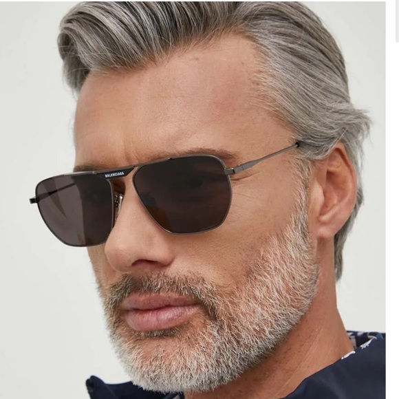 EW BALENCIAGA PILOT METAL UNISEX SUNGLASSES BALENCIAGA BB0298SA 001 BLACK GREY - Picture 5 of 7